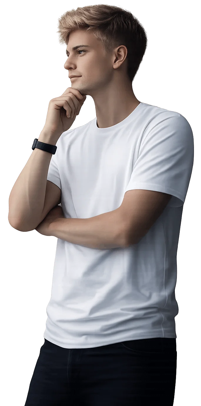 Person in thinking pose considering their business idea